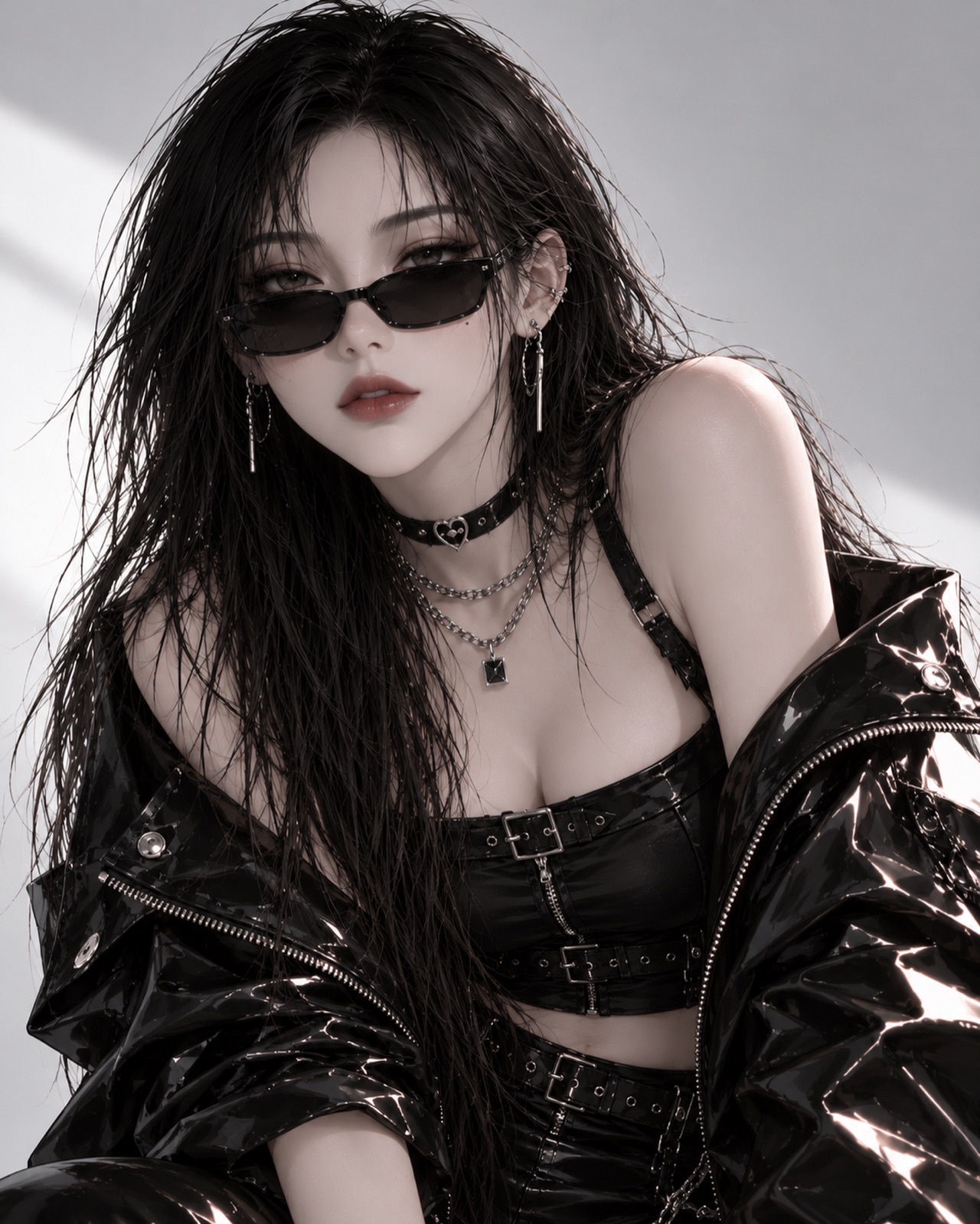 KYRA lifting her sunglasses and looking into the camera